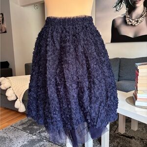 Halogen Atlantic Pacific Navy Floral Texture A-Line Skirt